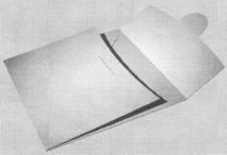 MATE- RIALE PENTRU ARTE, ÎNVĂŢĂMÂNT (57) model 1 - Compoziţia grafică imprimabilă pe verso-ul unui plic pentru seturi de cărţi poştale sau de fotografii, de formă dreptunghiulară, conţinând în mijloc