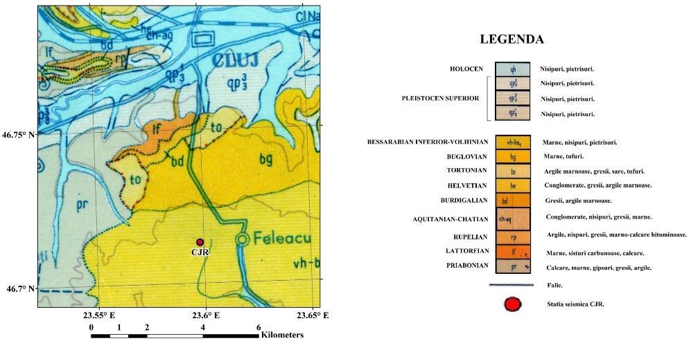 Geologic al României) (Figura 2) Figura 3 Hărți geologice în ariile stațiilor ARCR și CJR C.