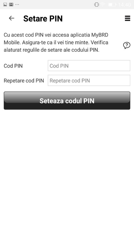 PASUL 6 Seteaza codul PIN dorit Introdu PIN-ul dorit si confirma-l. Ulterior, acest cod PIN va fi suficient pentru utilizarea token-ului mobil. PIN-ul poate fi format doar din 6 cifre.