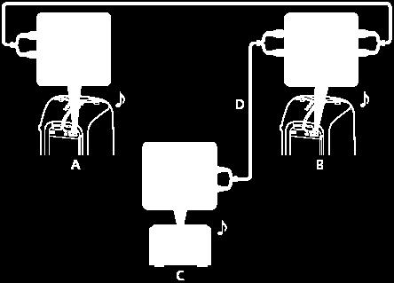 A: Primul sistem (unitate-gazdă) B: Al doilea sistem (unitate-invitat) C: Ultimul sistem * (unitate-invitat) D: Continuați conexiunea până la ultimul sistem.