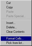 Formatarea celulelor se poate realiza fie prin clic dreapta pe celulele selectate, fie prin meniul Format, comada Cells (sau direct Ctrl+1) pentru a obţine caseta Format Cells.