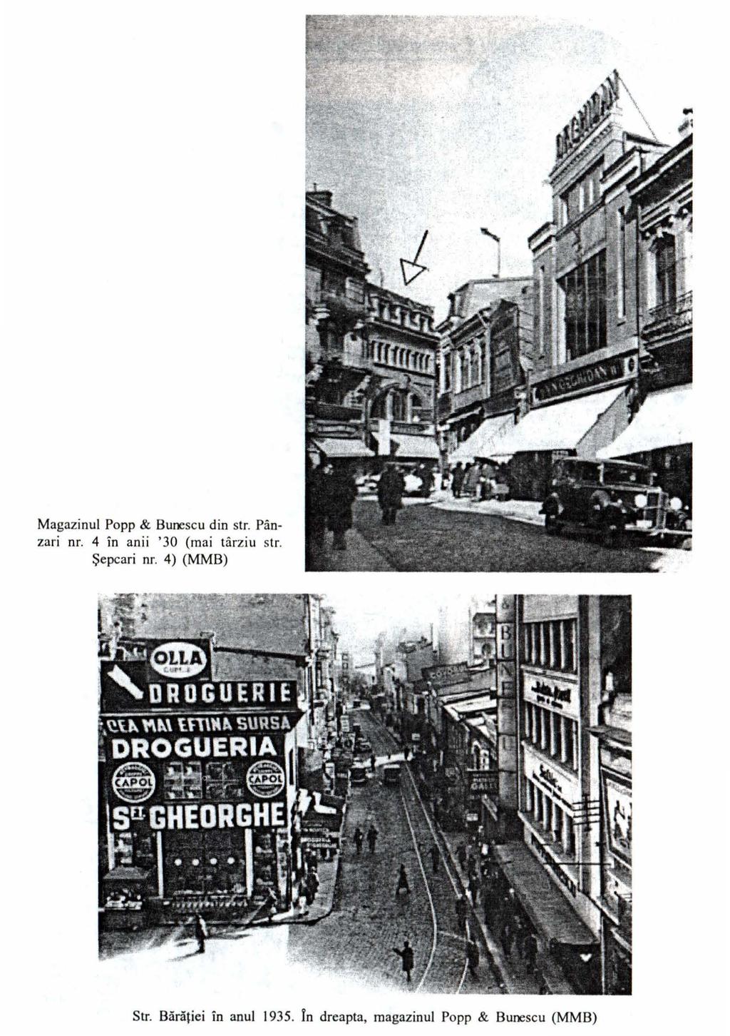 Magazinul Popp & Bunescu din str. Pânzari nr. 4 în anii '30 (mai târziu str.