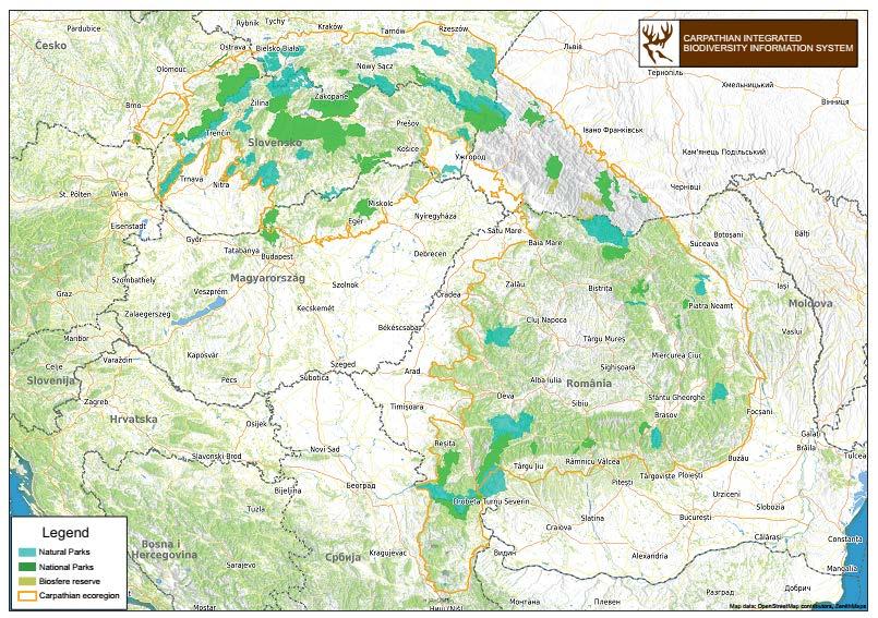 37 Harta 2 Majoritatea zonelor protejate din Carpați (2010) nu includ siturile Natura 2000.