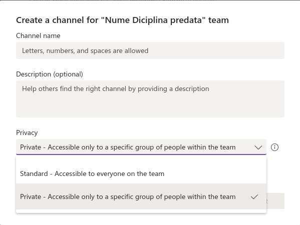 Notă! Orice utilizator are posibilitate de a crea echipe (Teams) și de a adăuga la acestea utilizatorii ce fac parte din echipă.