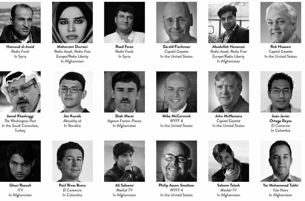 Ei îi reprezintă pe toţi cei 54 de jurnaliştii care au murit anul trecut, potrivit Comitetului pentru Protecţia Jurnaliştilor.