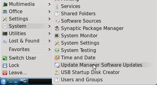 Update-uri / aplicații noi Accesați meniul System > Update Manager Software Updates.