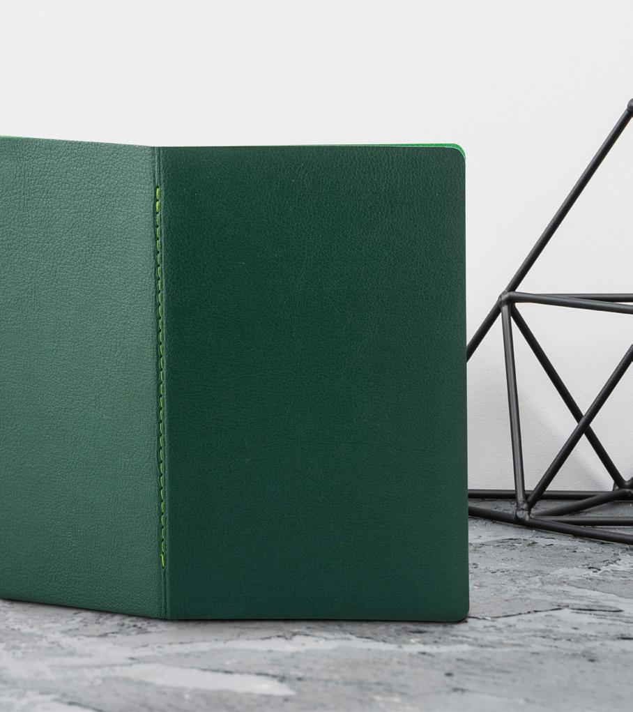 5x20 cm size, 80 pages, on offset white paper of 80 gr/sqm, spine - hand-knotted seamed block in contrast. Flexible cover of ecological leather, thermosensitive, round corners for cover and block.