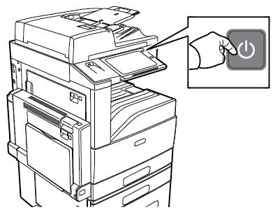 Iniţierea Repornirea, trecerea în modul Veghe şi oprirea imprimantei Pentru a reporni, treceţi imprimanta în modul Veghe sau opriţi-o: 1. Apăsaţi butonul Pornire/reactivare de pe panoul de comandă. 2.