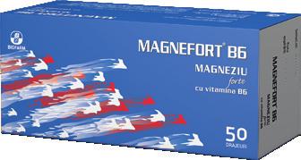 Magnefort B6, 50 drj.* Recomandat în carențele de magneziu, ce determină stări de stres, irascibilitate și hiperexcitabilitate.