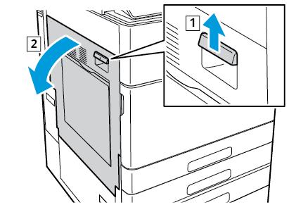 Rezolvarea Problemelor Înlăturarea blocajelor de hârtie de la uşa A AVERTISMENT: Nu efectuaţi această procedură în timp ce imprimanta imprimă.