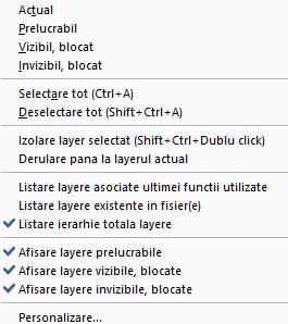 Instalare, Notiuni de baza Interfata utilizator Allplan 71 Meniul contextual Selectie tot (Ctrl+A) Selecteaza toate layerele vizibile in paleta.