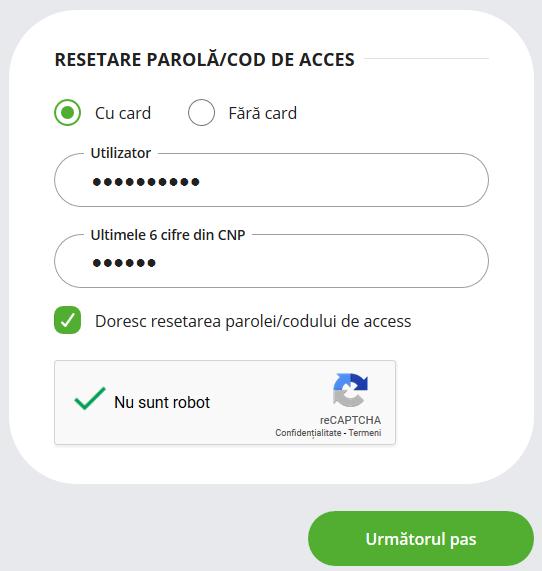 Resetarea parolei prin website Prin intermediul acestei opțiuni puteți reseta parola de acces în OTPdirekt și SmartBank direct prin siteul băncii.
