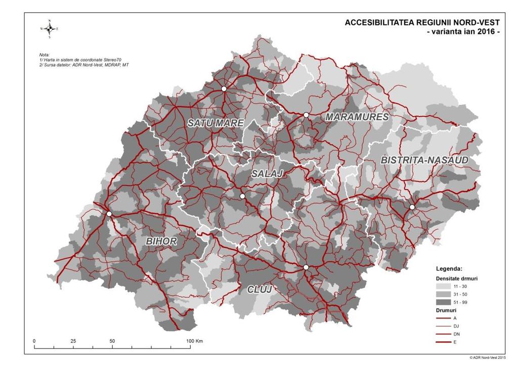 Anexa 4. Accesibilitatea regiunii Nord-Vest. Densitatea drumurilor publice Anexa 5.