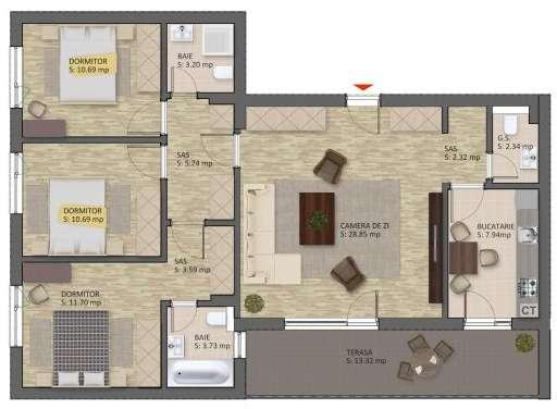 Portofoliul initial al Emitentului este compus din 12 apartamente de 4 camere, cu o suprafata construita de 124 mp, 2 apartamente de 3 camere cu o suprafata construita de 95 mp si 26 de parcari,