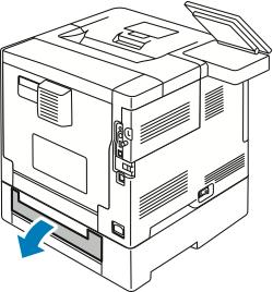 Rezolvarea Problemelor 4. În partea din spate a imprimantei, deschideţi uşa tăvii 2, apoi scoateţi toată hârtia blocată în partea din spate a imprimantei. 5.