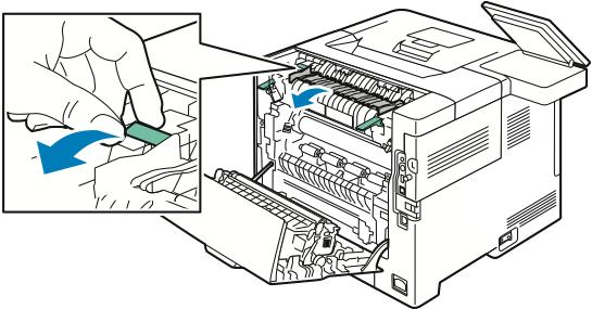 Rezolvarea Problemelor Înlăturarea blocajelor de hârtie din zona cuptorului Pentru a rezolva eroarea afişată pe panoul de comandă, îndepărtaţi toată hârtia de pe traseul hârtiei. 1.