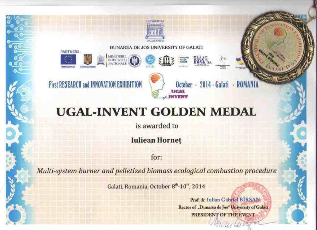 Medalii de aur si argint pentru inventii In cadrul primei editii a Research and Inovation Exhibition UGAL INVENT ce a avut loc in 8-10