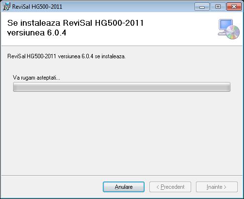 Pas 4: Instalarea aplicaţiei ReviSal În acest pas se afişează evoluţia instalării aplicaţiei ReviSal.