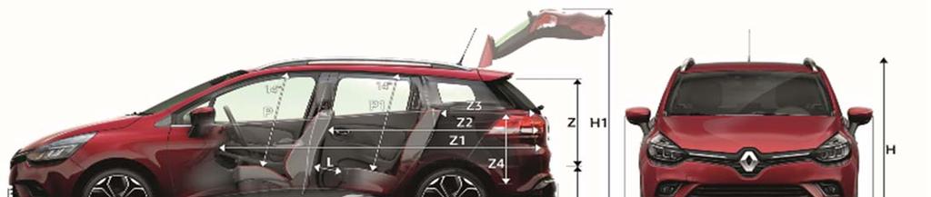 Dimensiuni Noul Renault CLIO Estate Plan lateral (mm) M1 Lățimea la nivelul coatelor spate 1 378 A Ampatament 2 589 N Lățimea la nivelul bandourilor față 1 370 B Lungime totală 4 267 N1 Lățimea la