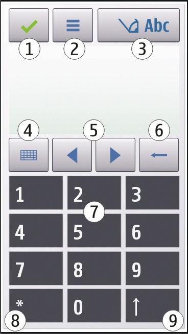 Scrierea textului 1 Închidere - Închide tastatura virtuală (Tastatură alfanumerică).