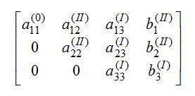 Metoda eliminării Gauss - Jordan In pasul al doilea se va împărţi a doua linie la termenul a (1 ) 22 : (32) unde: (33) Urmează