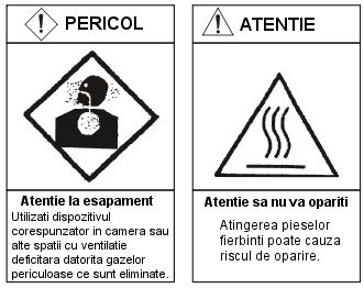 2) Etichete de avertizare (identificare) a. Acordati atentie avertizarilor privind evacuarea si oparirea b. Pozitiile de ridicare c. Este interzisa ridicarea echipamentului d.