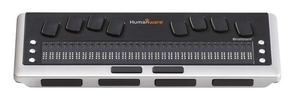 Ecrane Braille: Brailliant BI 32 Producător: HumanWare Preţ: 16560 RON Descriere Ecran braille cu 32 de celule braille (26 cm) conceput pentru sesiuni lungi de lectură ajutate de navigaţia prin meniu
