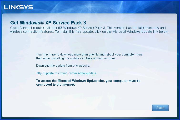 Depanare Your router was not successfully set up (Routerul nu a fost configurat cu succes) Mesajul "Get Windows XP Service Pack 3" (Instalaţi Windows XP Service Pack 3) Pentru computerele care