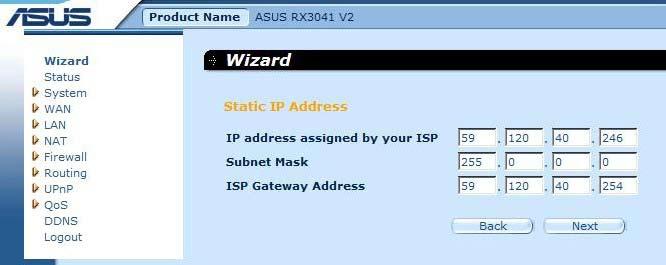 Pasul 2: Introduceţi adresa IP statică alocată de către ISP-ul dvs.