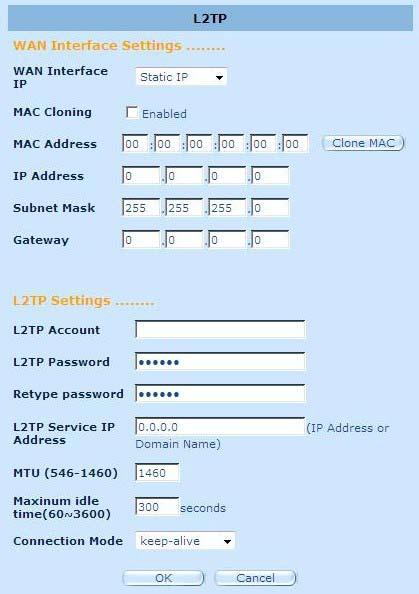 2.4.6 L2TP Fereastra L2TP permite utilizatorilor să configureze setările L2TP de bază pentru ruter. Cont L2TP: Introduceţi contul L2TP furnizat de ISP. Parolă L2TP: Introduceţi parola alocată de ISP.