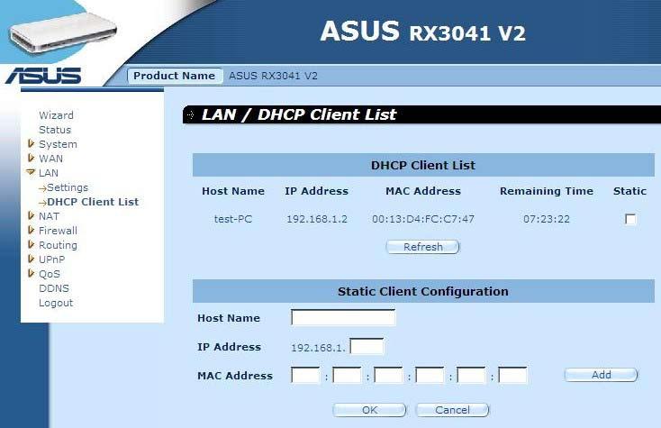 2.5.2 Client DHCP Lista de clienţi DHCP vă permite să vedeţi care clienţi sunt conectaţi la ruter prin intermediul adresei IP, numelui de gazdă şi a adresei MAC.