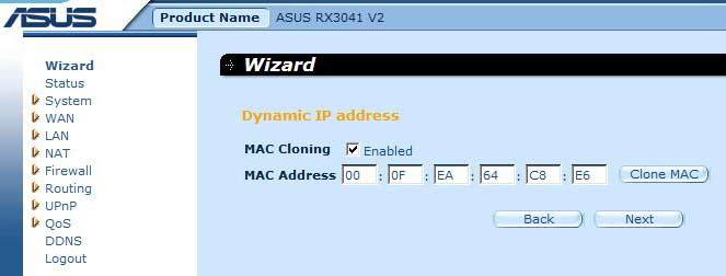 2.2.1 Adresă IP dinamică Obţine în mod automat o adresă IP de la furnizorul dvs. de servicii. Pasul 1: Selectaţi Dynamic IP address (Adresă IP dinamică) de la tipul conexiunii WAN.