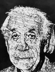 Intervenție serigrafică pe o fotografie a lui Einstein