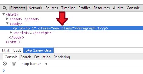 p.class = "new_class";<span style="font-size: px; text-align: justify;"> </span> Totuşi, codul nu va funcţiona. De ce?