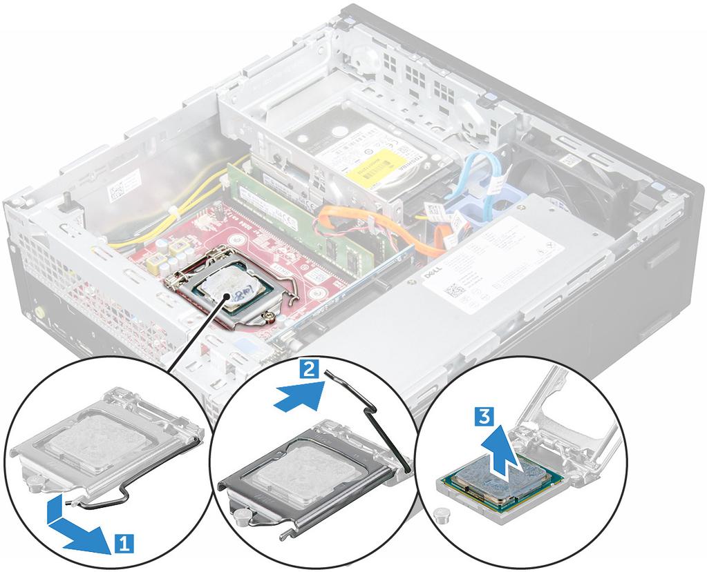4 Instalaţi: a b c modulul pentru hard disk şi unitate optică cadrul capacul 5 Urmaţi procedura din secţiunea După efectuarea lucrărilor în interiorul computerului.