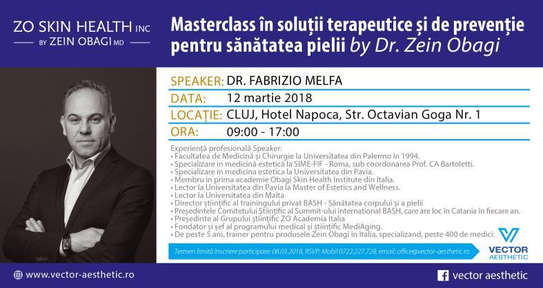 ZO Products Programe de instruire in Romania 4 seminarii anuale de tip Masterclass 8 seminarii locale Speakeri pentru Romania: Dr.