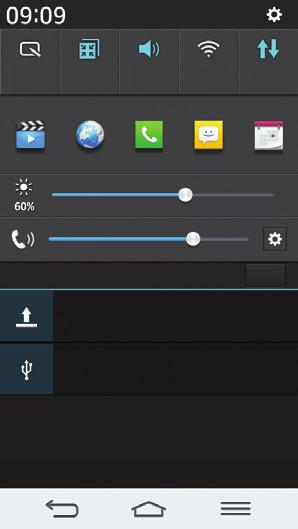 Pending notifications Bluetooth, Wi-Fi & battery status Opening the notifications panel Swipe down from the status bar to open the notifications panel.