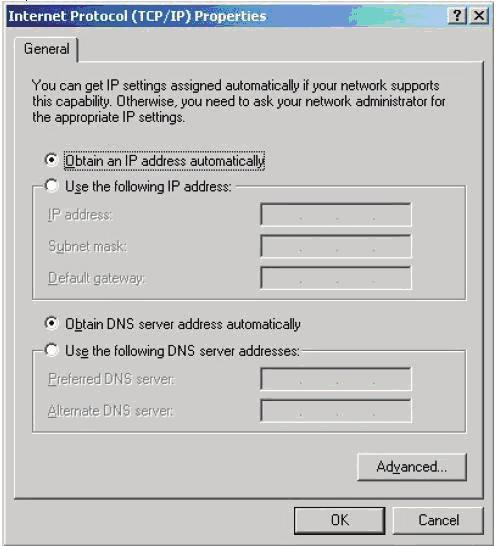 Selectaţi Obtain an IP address automatically (Obţineţi o adresă IP automat) dacă doriţi ca setările IP să fie atribuite automat.