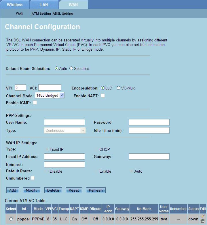Configurarea setărilor reţelei de arie largă (WAN) Pagina WAN vă permite să configuraţi setările reţelei de arie largă (WAN).