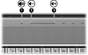 Reglarea volumului Puteţi regla volumul utilizând următoarele elemente de control: Butoanele de volum ale computerului: Pentru a dezactiva sau restabili volumul, apăsaţi butonul de anulare a