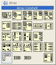 1. Select Array Constant shell from the Array subpalette Creating Array Constants 2.