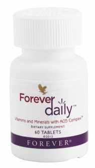 Forever Daily cu AOS furnizează un amestec perfect echilibrat de 50 de nutrienţi, inclusiv vitamine şi minerale esenţiale, oferind o absorbţie mult mai eficientă şi, în ceea ce priveşte mineralele,