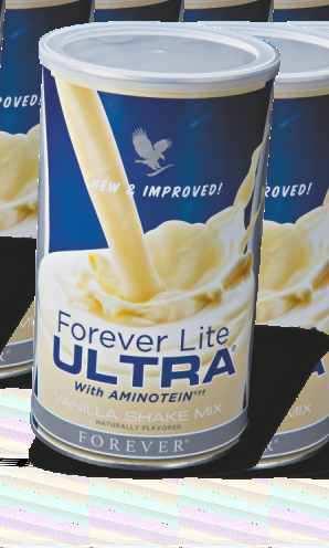 Pregătit cu lapte degresat, shake-ul Forever Lite Ultra cu Aminoteină furnizează toate vitaminele şi mineralele indicate în tabelul Informaţii despre produs, precum şi cei 18 aminoacizi importanţi,