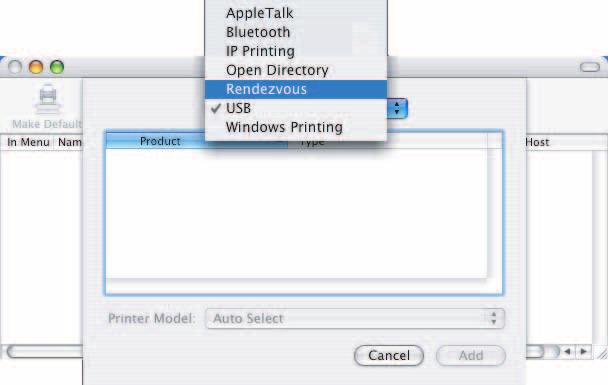 Imprimarea în reţea de pe Macintosh f Efectuaţi următoarea selecţie.