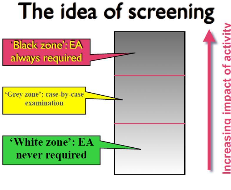 0. Screening: Definirea domeniului -determina dacă este necesară ESM pentru specifice planuri sau programe (P/P) Nu toate (P/P) solicită automat efectuarea ESM Abordările pentru screening: Tipuri