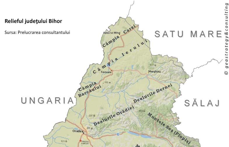 Harta 1-1 Cadrul natural al județului Bihor Clima judeţului Bihor se înscrie în tipul de climă temperat-continentală moderată, cu