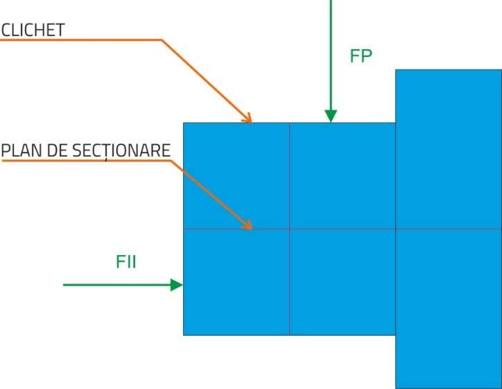 perpendicular pe straturile de fabricație (FP); forța de măsurare a microdurității prin metoda Vickers este aplicată paralel cu starturile de fabricație (FII). Fig. 3.9.