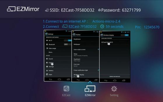 După ce porniţi Miracast, Aplicaţia EZCast se va conecta direct la EZCast Dongle, dacă dispozitivul Android este recunoscut.