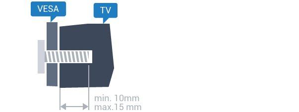 televizorului. Verificaţi dacă şuruburile metalice, furnizate pentru montarea televizorului pe consola compatibilă VESA, intră aproximativ 10 mm în interiorul buşoanelor filetate ale televizorului.