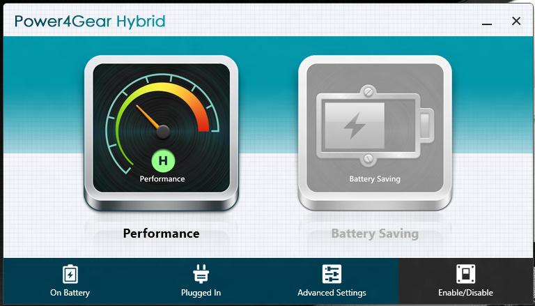 Power4Gear Hybrid Optimizaţi performanţa notebook-ului dvs. utilizând modurile de economie de energie oferite de Power4Gear.